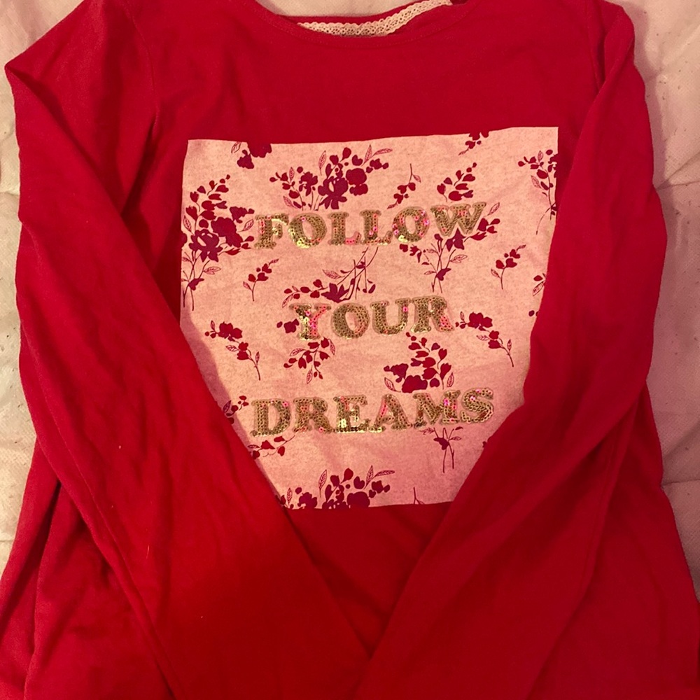 Gap Kids Follow Your Dreams Gold & Purple Long Sleeve Shirt Size L